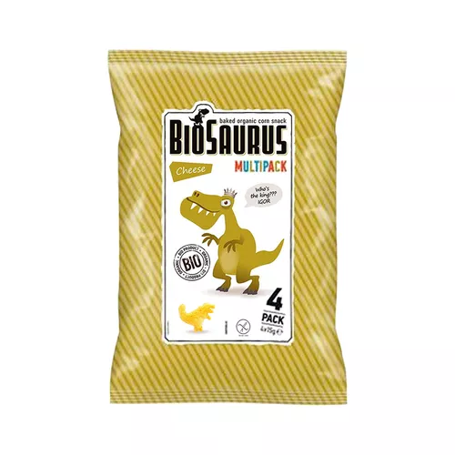 BIOSAURUS Chrupki kukurydziane o smaku serowym, bezglutenowe (4x15g) - BIO