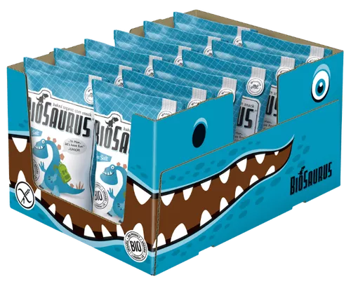 (Karton) BIOSAURUS Chrupki kukurydziane z solą morską bezglutenowe (12x50g) - BIO (zbiorcze)