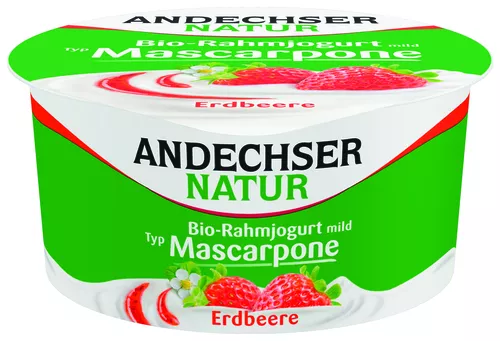 *ANDECHSER Jogurt kremowy typ mascarpone truskawkowy 10% tłuszczu (150 g) - BIO