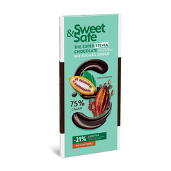 SWEET&SAFE Czekolada deserowa 75% kakao słodzona stewią (90g)