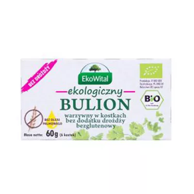 EKOWITAL Bulion warzywny w kostkach bez drożdży i oleju palmowego bezglutenowy (60g) - BIO