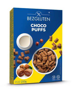 BEZGLUTEN CHOCO PUFFS kakaowe poduszeczki z nadzieniem z orzechów laskowych bezglutenowe (250g)