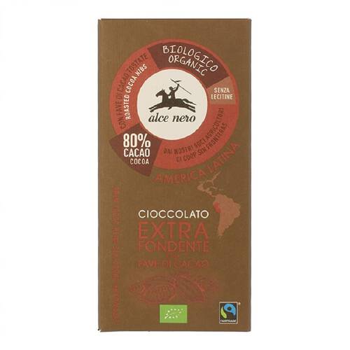 ALCE NERO Czekolada gorzka z kawałkami kakao bezglutenowa (100g) - BIO Fair Trade