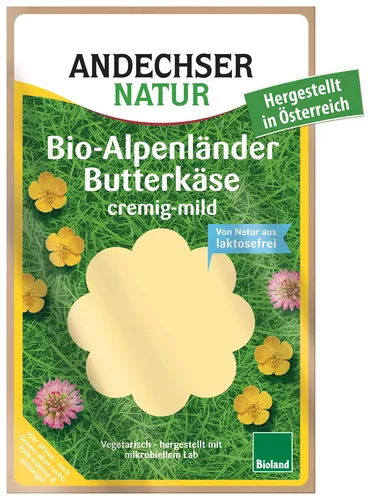 *ANDECHSER Ser alpejski w plastrach 50% tłuszczu, BEZ laktozy(150g) - BIO