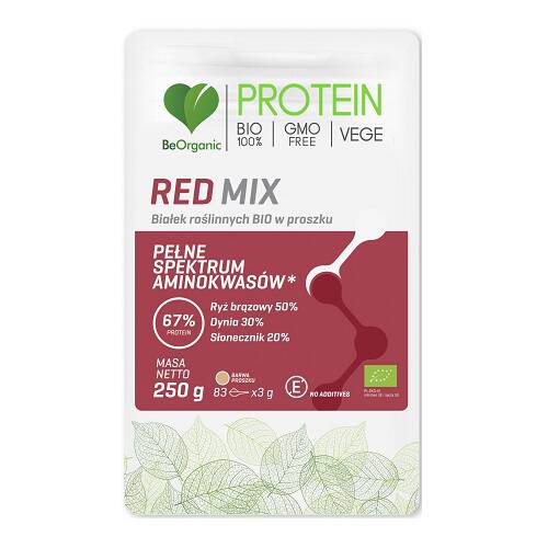 BE ORGANIC Mix białek roślinnych red w proszku (250g) - BIO