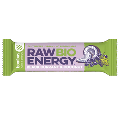 BOMBUS Baton Raw Energy czarna porzeczka - kokos bezglutenowy (50g) - BIO