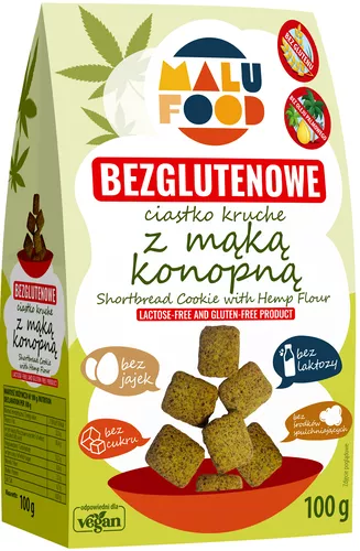 MALU FOOD Ciastka kruche z mąką konopną bez cukru, bezglutenowe (100 g)