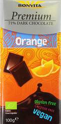 BONVITA Czekolada premium gorzka 71% z kawałk.pomarańczy, bez laktozy, bezglutenowa (100g) - BIO