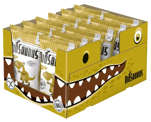 BIOSAURUS Chrupki kukurydziane o smaku serowym, bezglutenowe (12x50g) - BIO (zbiorcze)